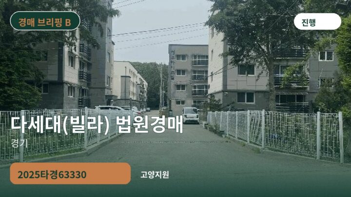 경기 다세대(빌라) 법원경매 | 2025타경63330